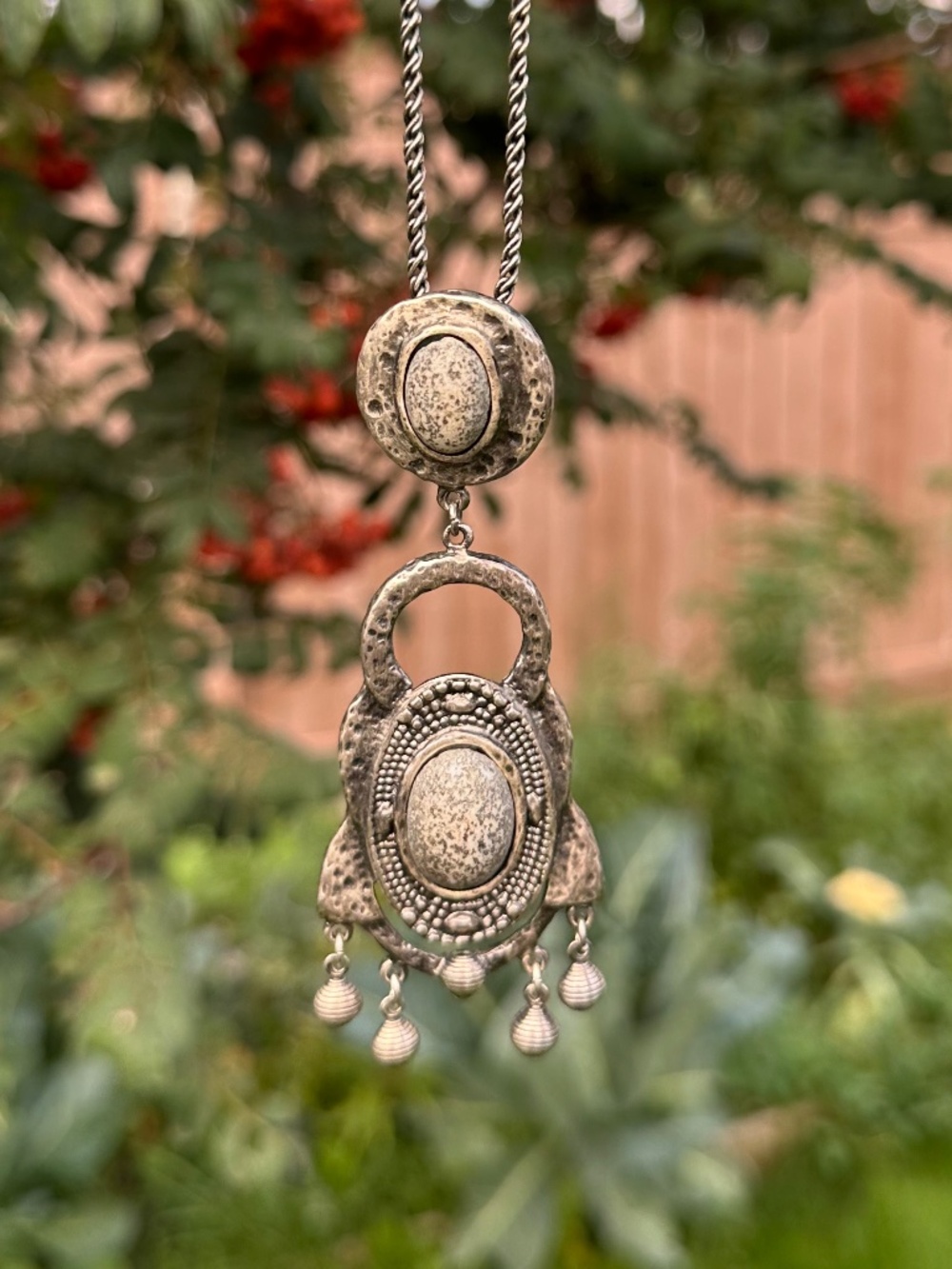 Vintage Made in Vintage unique Canada Brutalist Boho Statement Pendant Necklace